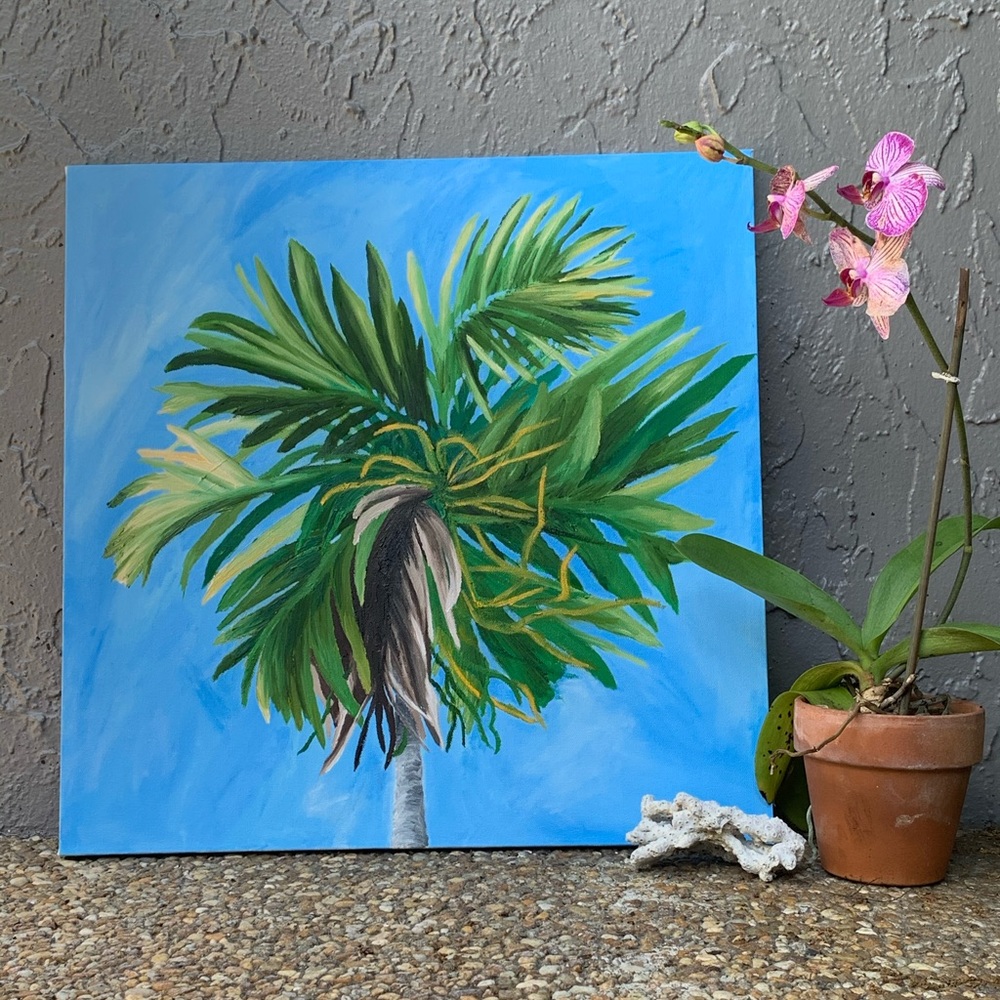 Palm tree oil painting